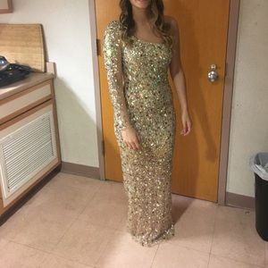 Gold Jovani Long Formal Dress